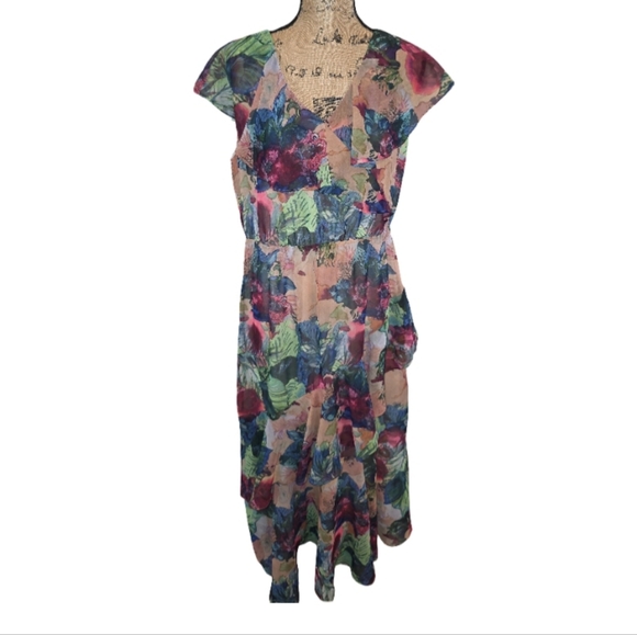 Soft Surroundings Ambrosia Tiered Maxi Dress Planterly Floral Women Medium - Picture 6 of 9